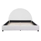 Estructura de cama tapizada Queen/King Size con cabecera acolchada curva redonda, blanco - ModernLuxe