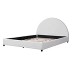 Estructura de cama tapizada Queen/King Size con cabecera acolchada curva redonda, blanco - ModernLuxe