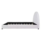 Estructura de cama tapizada Queen/King Size con cabecera acolchada curva redonda, blanco - ModernLuxe