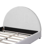 Estructura de cama tapizada Queen/King Size con cabecera acolchada curva redonda, blanco - ModernLuxe