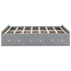Camas de plataforma Queen con 6 cajones de almacenamiento, base de cama de plataforma Queen rústica de madera sin cabecera, gris