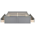 Camas de plataforma Queen con 6 cajones de almacenamiento, base de cama de plataforma Queen rústica de madera sin cabecera, gris