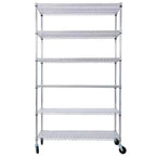 VIYET 6 Tier 6000LBS NSF Metal Wire Shelving, Heavy Duty Adjustable Storage Rack with Wheels & Shelf Liners (Chrome)