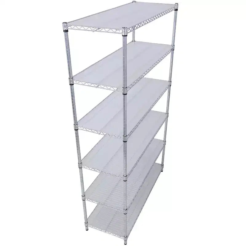 Estantería de Metal de Alambre NSF de 6 Niveles y 6000 Libras, Estante de Almacenamiento Ajustable Resistente con Ruedas y Forros (Cromado)