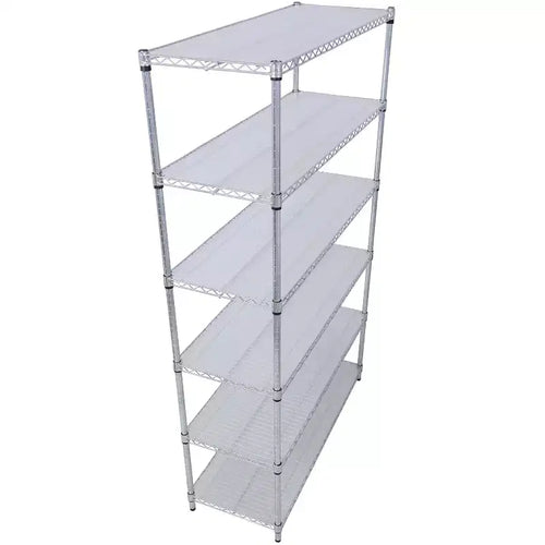 Estantería de Metal de Alambre NSF de 6 Niveles y 6000 Libras, Estante de Almacenamiento Ajustable Resistente con Ruedas y Forros (Cromado)