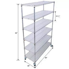Estantería de Metal de Alambre NSF de 6 Niveles y 6000 Libras, Estante de Almacenamiento Ajustable Resistente con Ruedas y Forros (Cromado)
