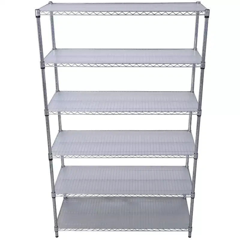 Estantería de Metal de Alambre NSF de 6 Niveles y 6000 Libras, Estante de Almacenamiento Ajustable Resistente con Ruedas y Forros (Cromado)
