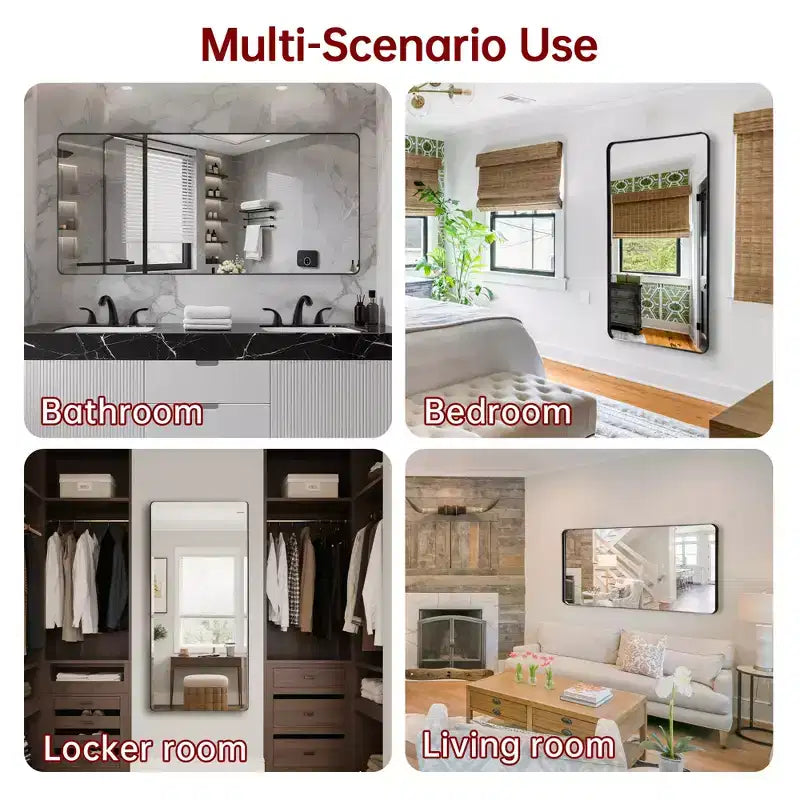 Espejo de tocador negro SUMERAIN, espejo de baño de 60x28 con cristal de fácil limpieza para hogares modernos