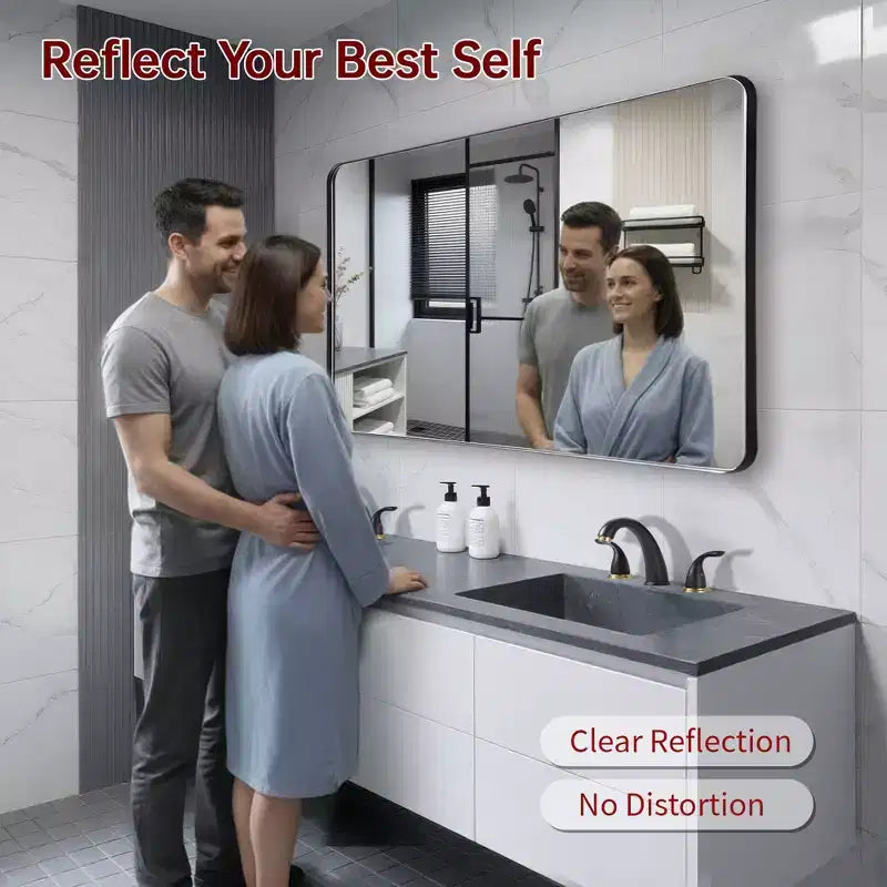 Espejo de tocador para baño con cristal templado, espejo de pared moderno de 40x30, horizontal/vertical