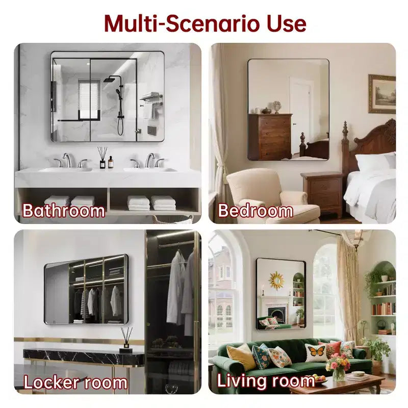 Espejo de tocador para baño con cristal templado, espejo de pared moderno de 40x30, horizontal/vertical