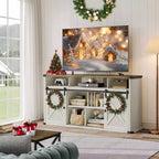 Mueble para TV de hasta 65 pulgadas, consola de TV estilo rústico, 2 puertas corredizas de granero, para sala de estar