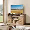 VASAGLE TV Stand for TVs up to 65, Farmhouse TV Console, 2 Sliding Barn Doors, for Living Room