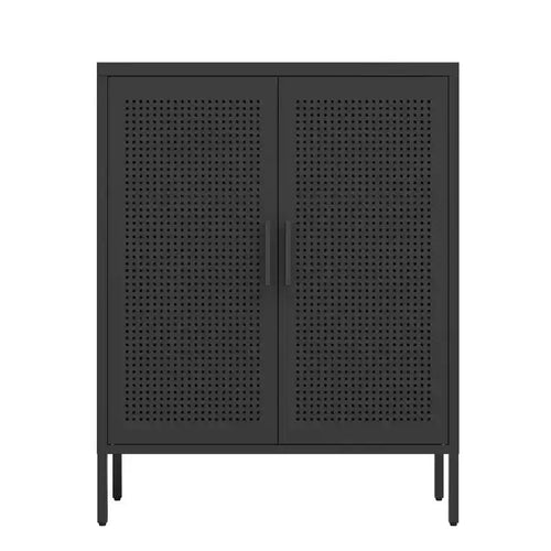 VIYET 31.5 Metal Storage Cabinet - 2 Doors & 2 Adjustable Shelves, Steel File Cabinet (No Lock), Black