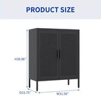 Armario metálico de almacenaje de 80 cm - 2 puertas y 2 estantes ajustables, archivador de acero (sin cerradura), negro