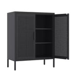 Armario metálico de almacenaje de 80 cm - 2 puertas y 2 estantes ajustables, archivador de acero (sin cerradura), negro