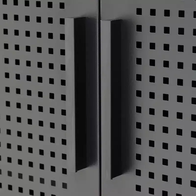Armario metálico de almacenaje de 80 cm - 2 puertas y 2 estantes ajustables, archivador de acero (sin cerradura), negro