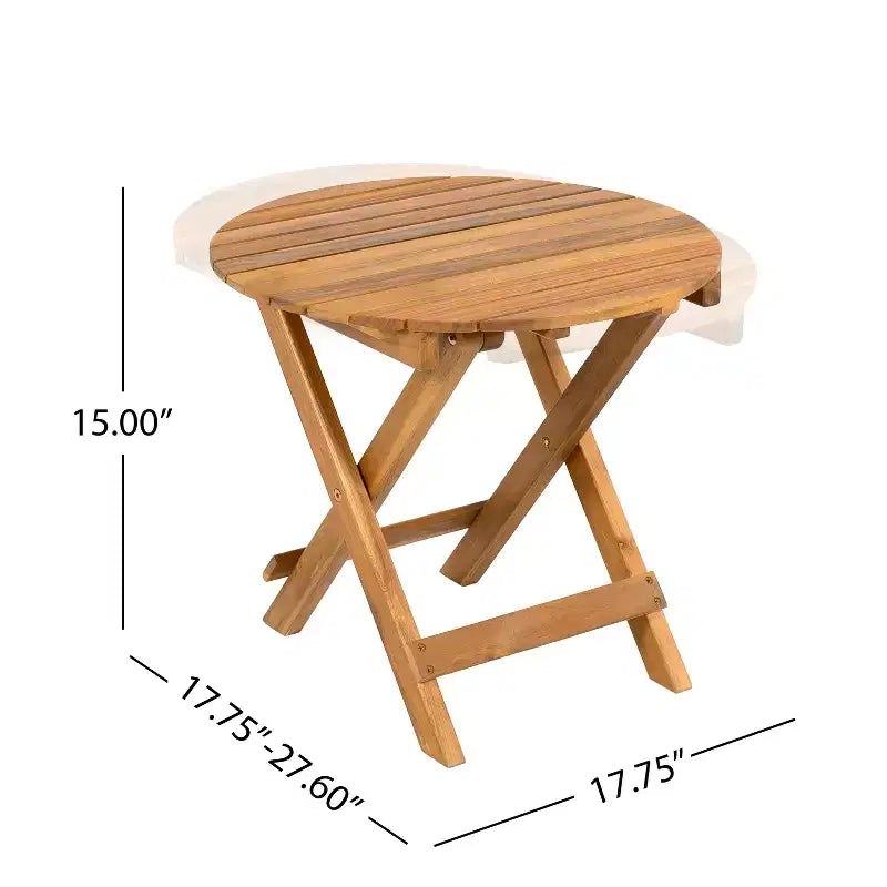 Mesa auxiliar plegable moderna JVNOXK ajustable (17,75-27,6 pulgadas) Mesa auxiliar de palo de rosa (acabado de teca), adecuada como bandeja para sofá, mesita de noche