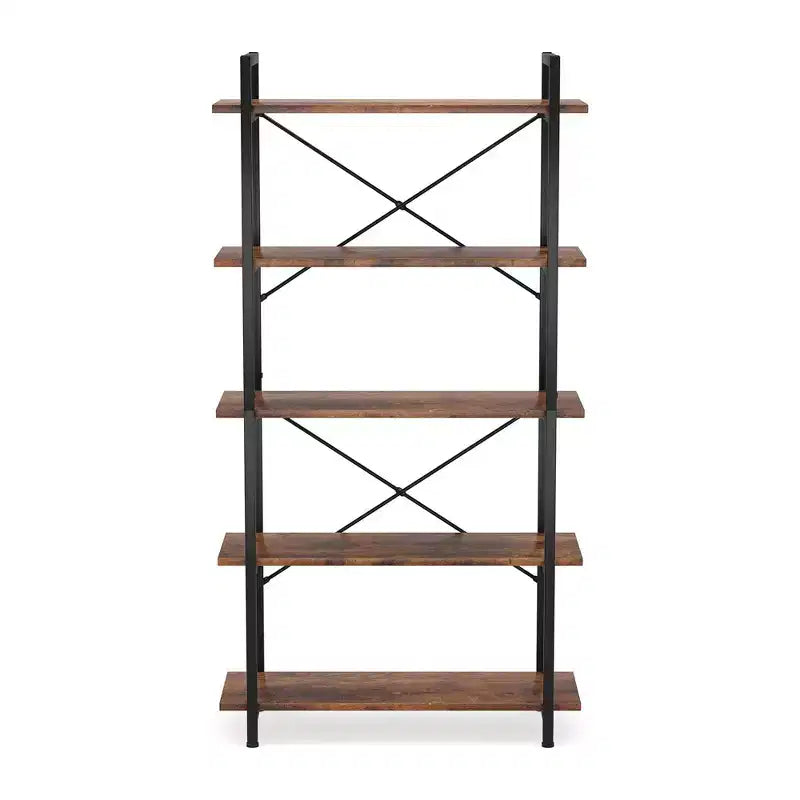 Estantería Industrial de 5 Niveles, Estantería Etagere de Metal Marrón - Librero Abierto para Sala de Estar, Oficina, Almacenamiento y Decoración