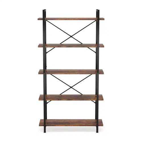 Estantería Industrial de 5 Niveles, Estantería Etagere de Metal Marrón - Librero Abierto para Sala de Estar, Oficina, Almacenamiento y Decoración