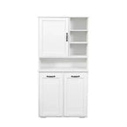 VIYET 63 White Freestanding Laundry Cabinet-Particle Board+MDF, Tilt-Out Hamper, Adjustable Shelves & Multiple Storage