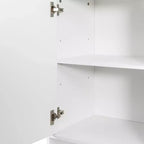 Armario de lavandería independiente blanco de 63'' - Tablero de partículas+MDF, cesto de ropa abatible, estantes ajustables y almacenamiento múltiple