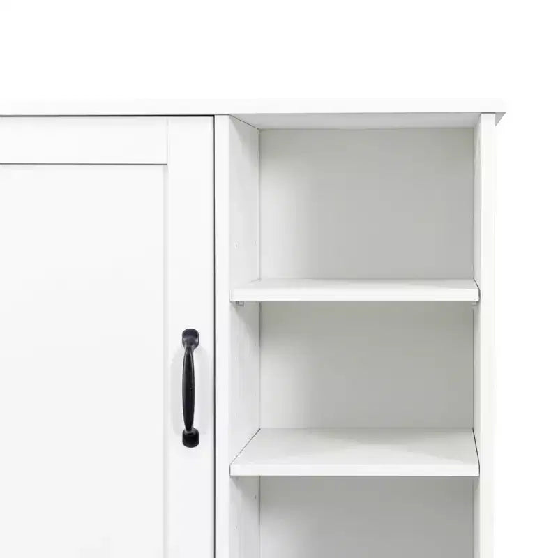 Armario de lavandería independiente blanco de 63'' - Tablero de partículas+MDF, cesto de ropa abatible, estantes ajustables y almacenamiento múltiple