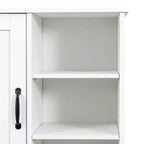 Armario de lavandería independiente blanco de 63'' - Tablero de partículas+MDF, cesto de ropa abatible, estantes ajustables y almacenamiento múltiple
