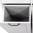 Armario de lavandería independiente blanco de 63'' - Tablero de partículas+MDF, cesto de ropa abatible, estantes ajustables y almacenamiento múltiple