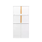 Armario de lavandería independiente blanco de 63'' - Tablero de partículas+MDF, cesto de ropa abatible, estantes ajustables y almacenamiento múltiple