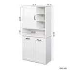 Armario de lavandería independiente blanco de 63'' - Tablero de partículas+MDF, cesto de ropa abatible, estantes ajustables y almacenamiento múltiple