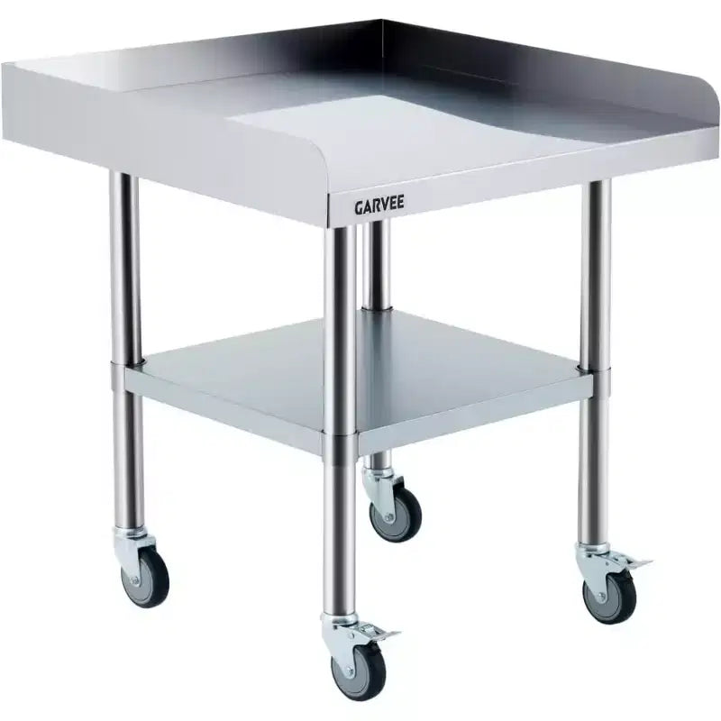 Stainless Steel Table for Prep & Work with Caster Wheels ,Metal Commercial Kitchen Heavy Duty Table with Adjustable Under Shelf for Restaurant