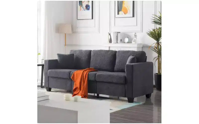 Sofá Moderno de Terciopelo Teddy de 3 Plazas con Cojines de Respaldo Engrosados, Sofá Cama Tapizado para Sala de Estar, Apartamento
