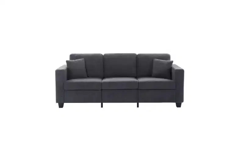 Sofá Moderno de Terciopelo Teddy de 3 Plazas con Cojines de Respaldo Engrosados, Sofá Cama Tapizado para Sala de Estar, Apartamento