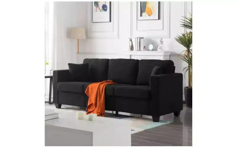 Sofá Moderno de Terciopelo Teddy de 3 Plazas con Cojines de Respaldo Engrosados, Sofá Cama Tapizado para Sala de Estar, Apartamento