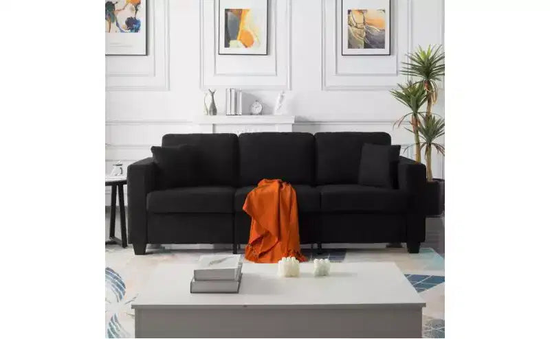 Sofá Moderno de Terciopelo Teddy de 3 Plazas con Cojines de Respaldo Engrosados, Sofá Cama Tapizado para Sala de Estar, Apartamento