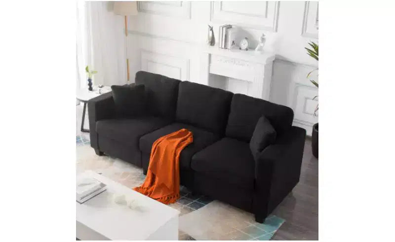 Sofá Moderno de Terciopelo Teddy de 3 Plazas con Cojines de Respaldo Engrosados, Sofá Cama Tapizado para Sala de Estar, Apartamento