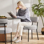 Juego de 2 sillas de comedor modernas con estructura de metal, sillas de comedor tapizadas con respaldo, sillas de comedor para el comedor