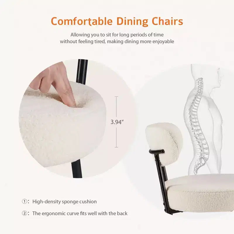 Juego de 2 sillas de comedor modernas con estructura de metal, sillas de comedor tapizadas con respaldo, sillas de comedor para el comedor