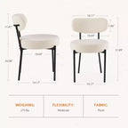 Juego de 2 sillas de comedor modernas con estructura de metal, sillas de comedor tapizadas con respaldo, sillas de comedor para el comedor