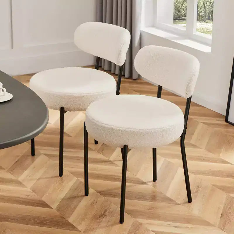 Juego de 2 sillas de comedor modernas con estructura de metal, sillas de comedor tapizadas con respaldo, sillas de comedor para el comedor
