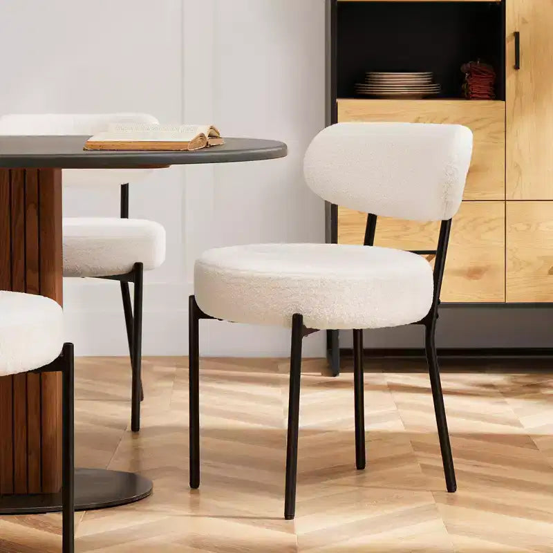 Juego de 2 sillas de comedor modernas con estructura de metal, sillas de comedor tapizadas con respaldo, sillas de comedor para el comedor