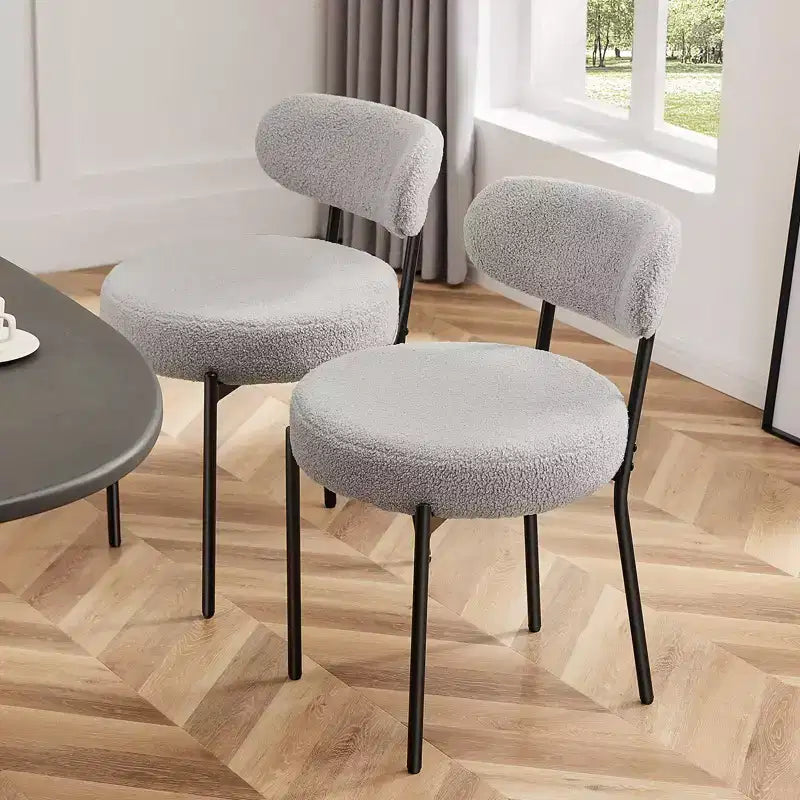 Juego de 2 sillas de comedor modernas con estructura de metal, sillas de comedor tapizadas con respaldo, sillas de comedor para el comedor