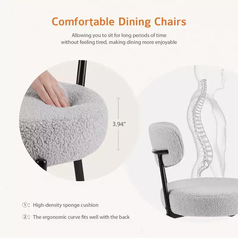 Juego de 2 sillas de comedor modernas con estructura de metal, sillas de comedor tapizadas con respaldo, sillas de comedor para el comedor