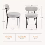 Juego de 2 sillas de comedor modernas con estructura de metal, sillas de comedor tapizadas con respaldo, sillas de comedor para el comedor