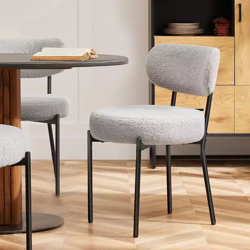 Juego de 2 sillas de comedor modernas con estructura de metal, sillas de comedor tapizadas con respaldo, sillas de comedor para el comedor