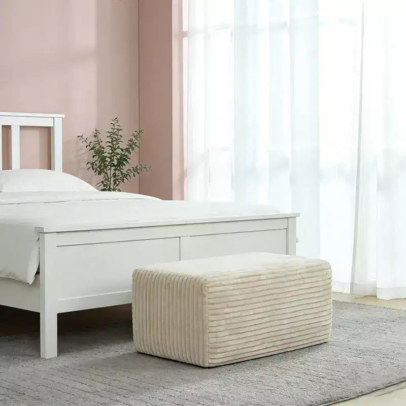AEELLEEA Plush Ottoman Upholstered Cloud Ottoman Comfortable Supportive Modular Sectional Couch for Living Room Beige