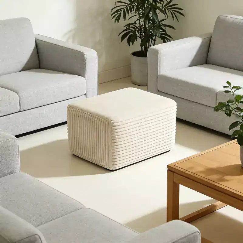 Puf Otomano de Peluche, Puf Otomano Tapizado Nube, Sofá Modular Seccional Cómodo y de Apoyo para Sala de Estar, Beige