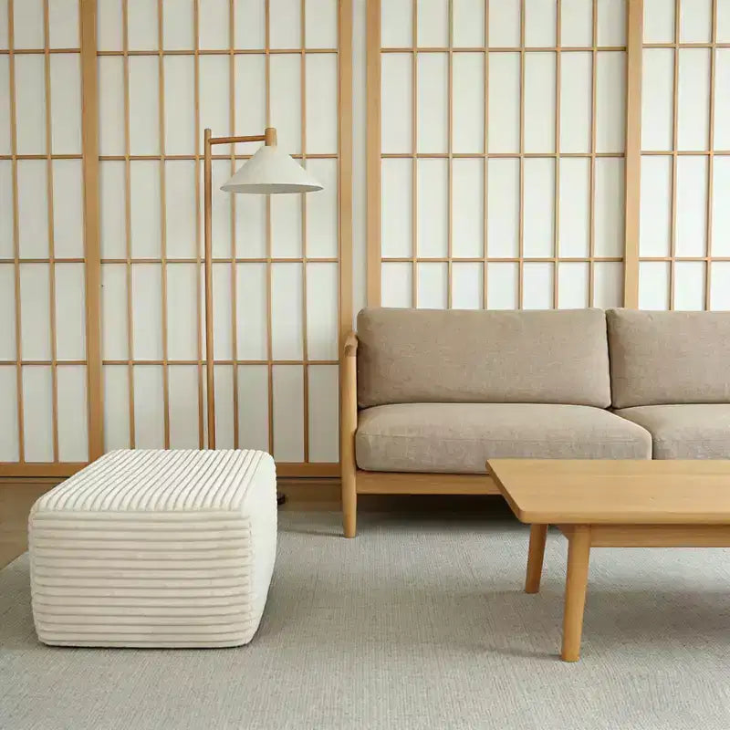 Puf Otomano de Peluche, Puf Otomano Tapizado Nube, Sofá Modular Seccional Cómodo y de Apoyo para Sala de Estar, Beige