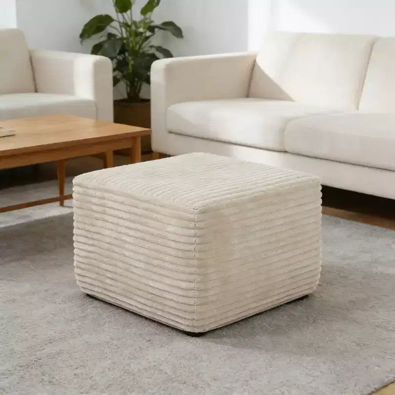 Puf Otomano de Peluche, Puf Otomano Tapizado Nube, Sofá Modular Seccional Cómodo y de Apoyo para Sala de Estar, Beige