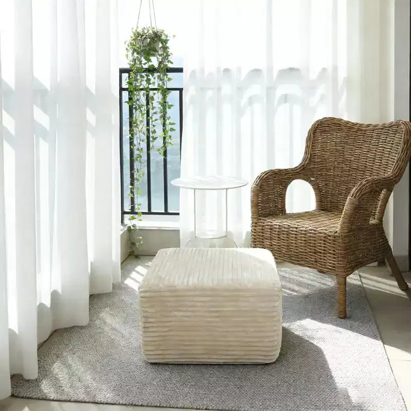 Puf Otomano de Peluche, Puf Otomano Tapizado Nube, Sofá Modular Seccional Cómodo y de Apoyo para Sala de Estar, Beige